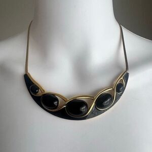 Vintage Trifari Gold Tone Art Deco Style Statement Necklace Signed